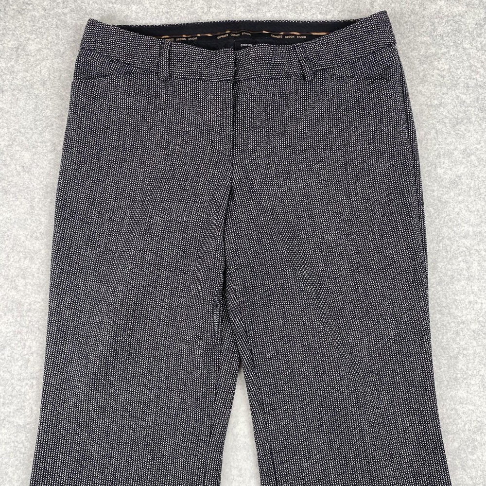 Express Pants Womens 6 (32x32) Gray Editor Tweed Wide Leg Wool Blend Dress Work